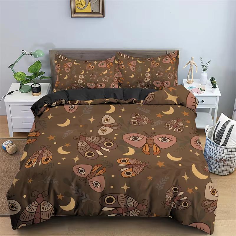 Comforter Butterfly Bedding Set Full King Size Hippie Boho Moth Microfiber Animal Botanical Psychedelic Starry Sky