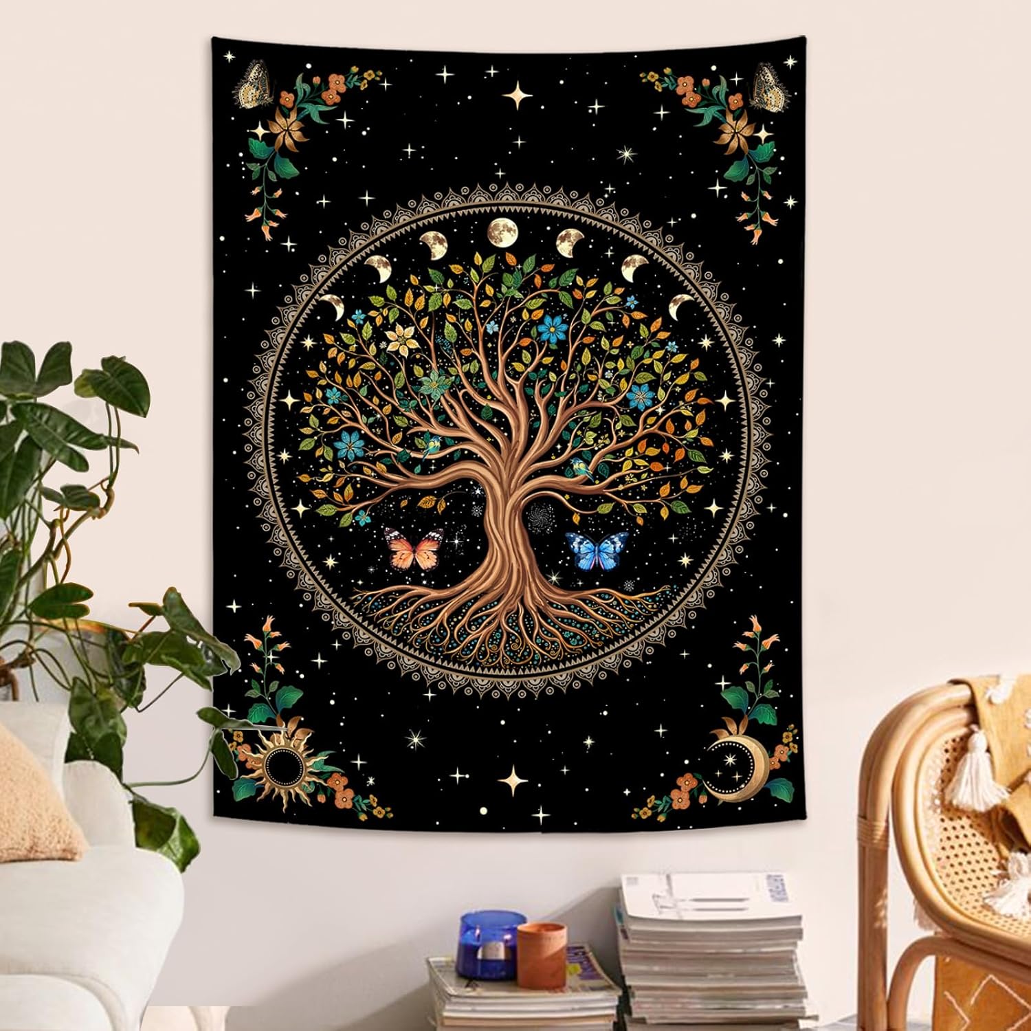 Sun And Moon Tapestry Bohemian Celestial Tapestry Aesthetic Tapestries For Bedroom And Living Room Decor Sun And Moon 70x100CM