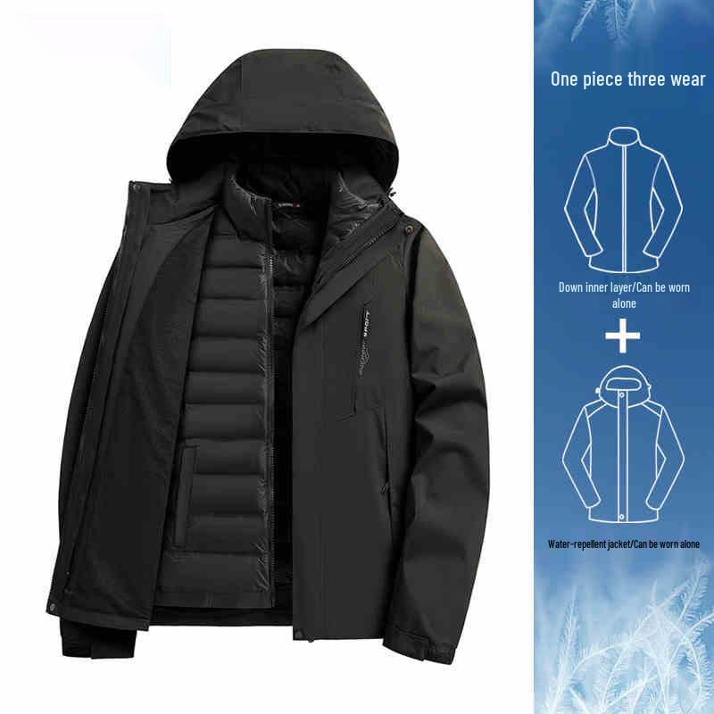 Women's Camel HJCAMEL 3-in-1 Windproof Down Jacket - Thick Winter Mountaineering Suit & Windbreaker Coat