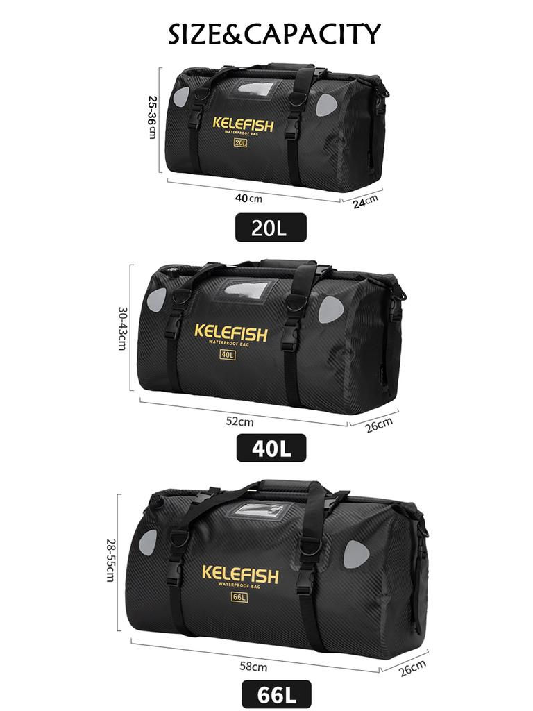 40L Waterproof Duffel Bag with Quick Fastening Straps for and Camping Motorcycle, Kayaking, Rafting, Boating,