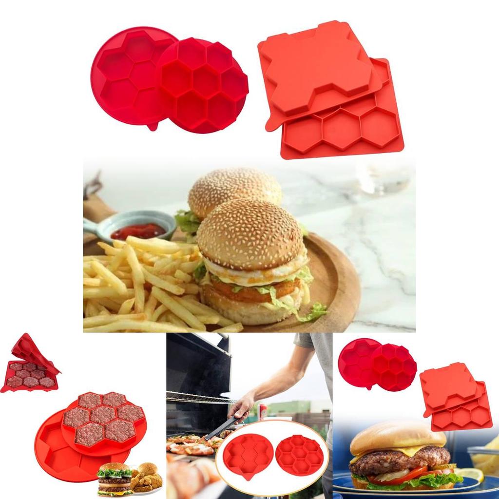 Versatile Eight Cavity Silicone Hamburger Patty Maker For Homemade Burger Delights