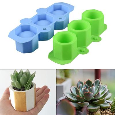 3 Delik Silikon Pot Kalıpları Formu Sanat Zanaat Poligon Fincan Kalıpları DIY Etli Saksı Kil Alçı Alçı Kalıp Beton Kalıp