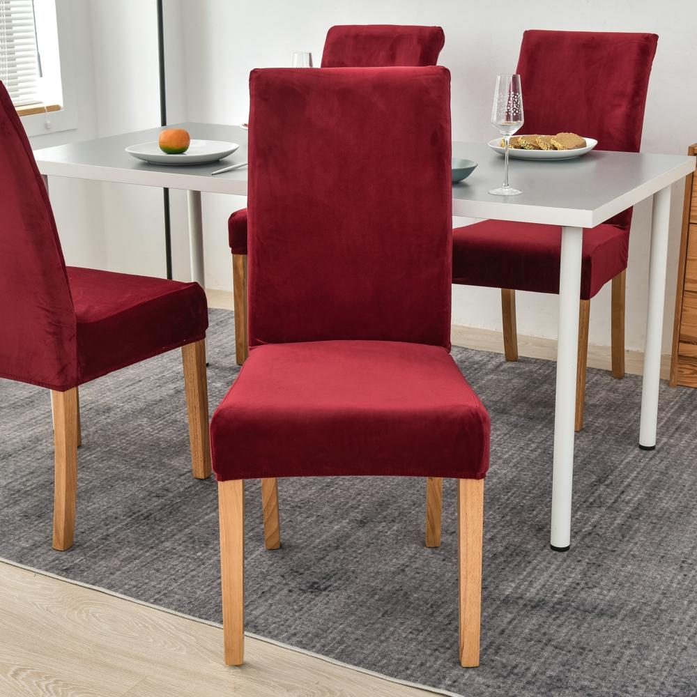 Velvet Plush Stretch Chair Slipcover Elastic Spandex Chair Cover for Dining Room Kitchen Wedding Banquet Hotel Housse De Chaise