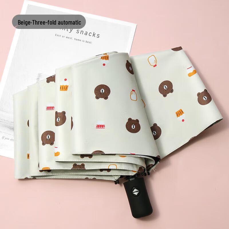 

Cartoon Semi-Automatic Three-Fold UV Sun & Rain Umbrella