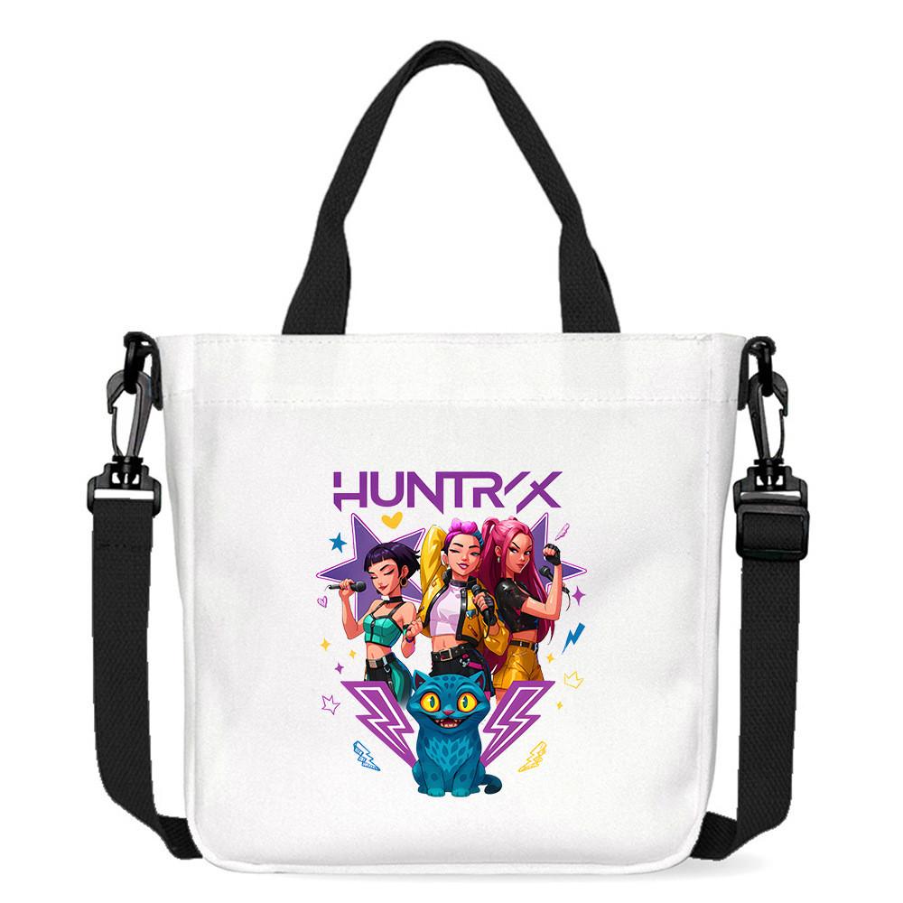 Kids Girls Kpop Hunters Derpy Rumi Zoey Mira Printed Student Lightweight Crossbody Bag Casual Canvas Shoulder Bags