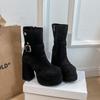 Fashion Autumn Winter Fashion High Heel Women Ankle Boots Belt Buckle Punk Shoes Ladies Short Botas Para Mujer