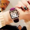 Kvinner Square Dial romerske tall Faux Leather Strap Quartz Analog Armbåndsur