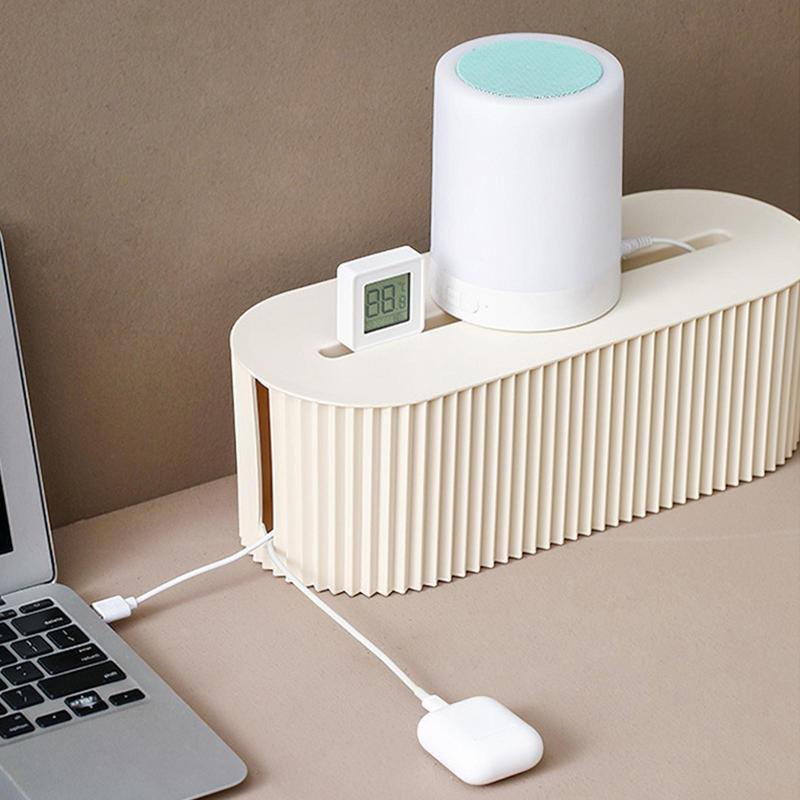 Plastic Practical Bedroom Tabletop Socket Cable Storage Case Easy To Use Cable Storage Box Portable Daily Use