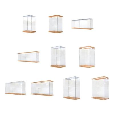 Moderní akrylový úložný box s bambusovým rámem Prachotěsná ochrana pro vystavení sběratelských plyšových hraček