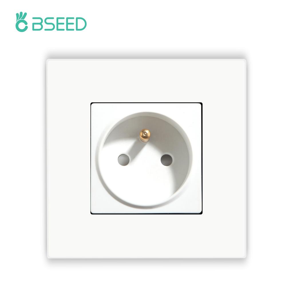 Bseed France Standard Socket With Usb Charging Port and Type c 2.1A 16A Gray PC Panel 86mm*86mm Plastic Flame Wall Socket