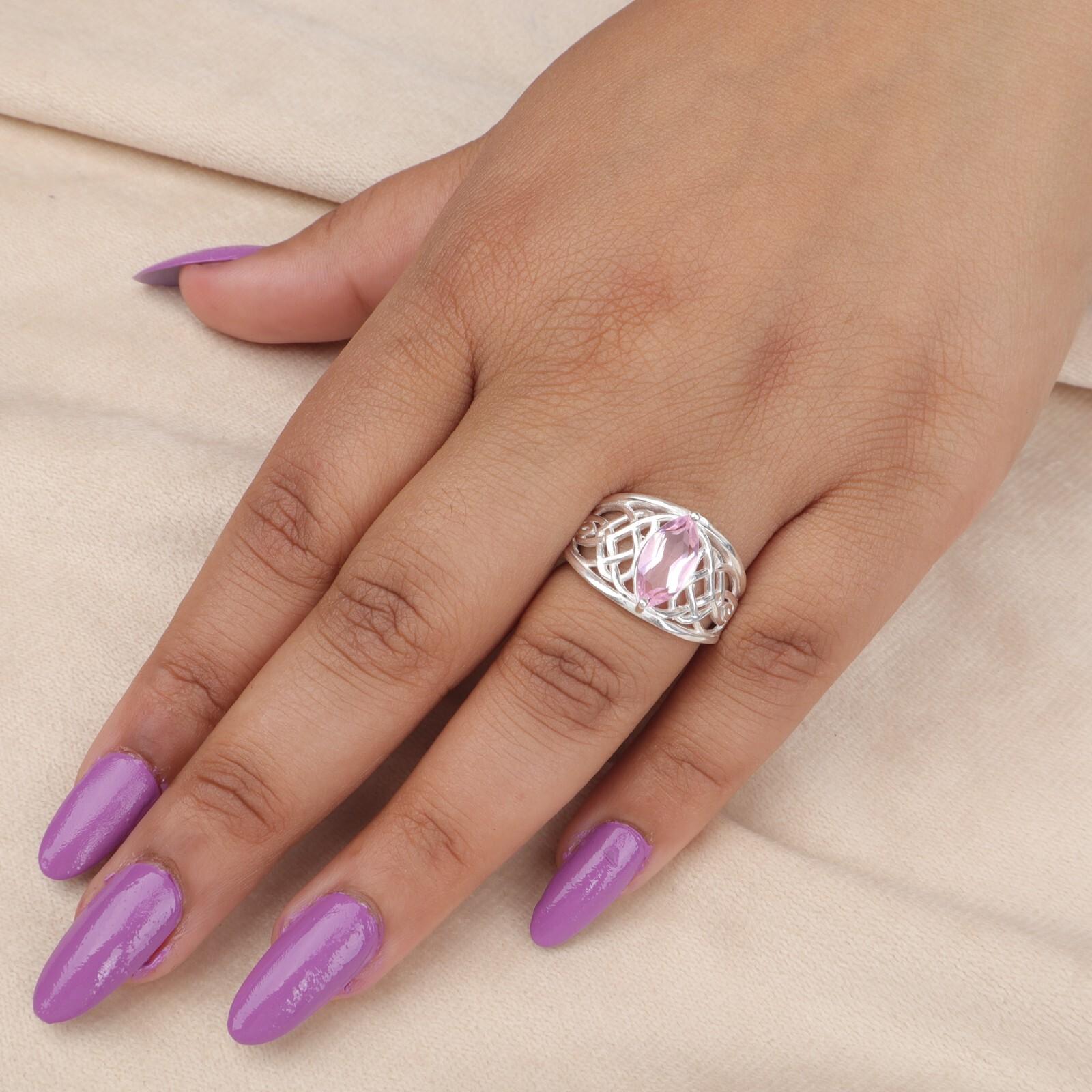 

Редкий камень морганит, серебро 925 пробы, эффектное ювелирное кольцо, подарок для нее CZR-3-2 9