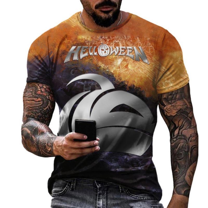 Rock Band Helloween 3D Print T-Shirts Men Women Casual Hip Hop Short Sleeve T Shirt Tops Y2K Harajuku