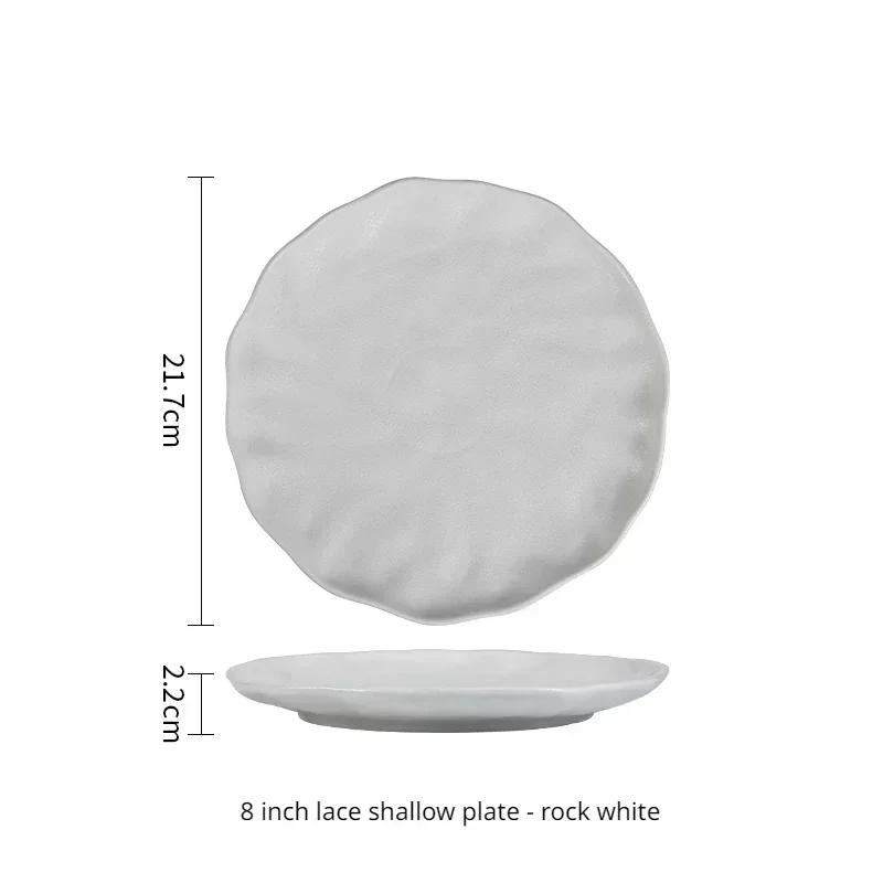 

Black Ceramic Steak Plate 10 Inch Italian Pasta Western Tableware Restaurant Household 8-inch Frost White Curved edges Tray