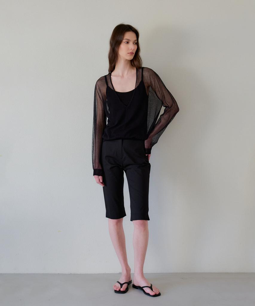 THEELO Slim Fit Cotton Bermuda Shorts (Black)