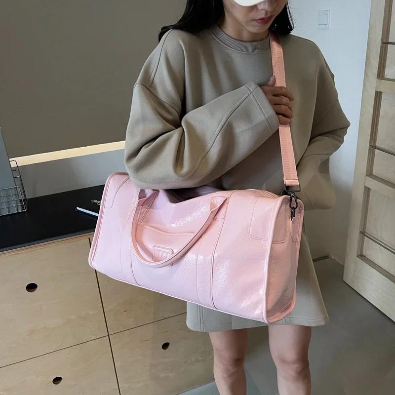 PU Solid Zipper Shoulder Bag large capacity simple elegant soft versatile Crossbody Travel Handbag