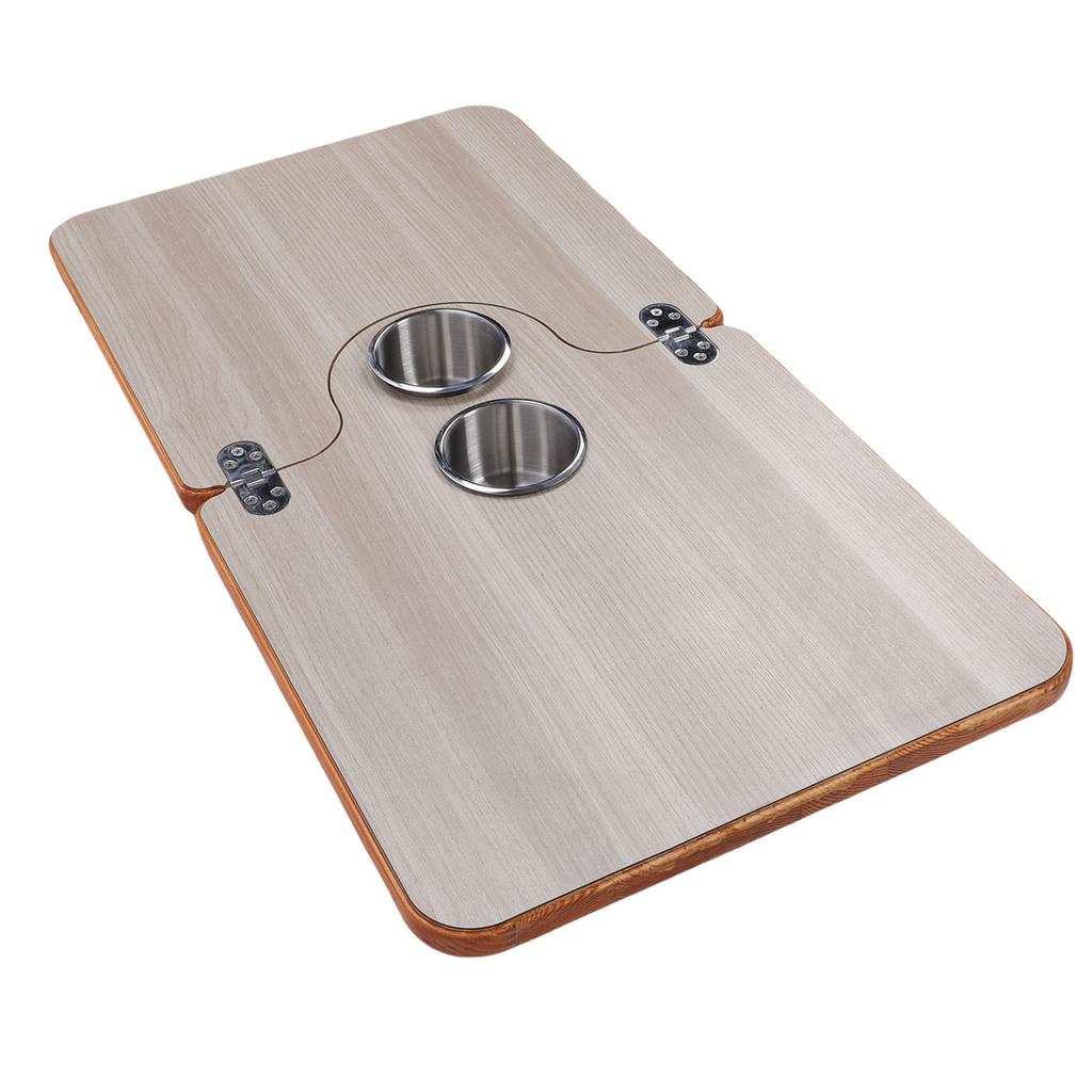 RV Tabletop 29.53x15.35in Solid Wood Folding Desktop Panel with 2 Stainless Steel Cup Holder for Trailer Motorhome