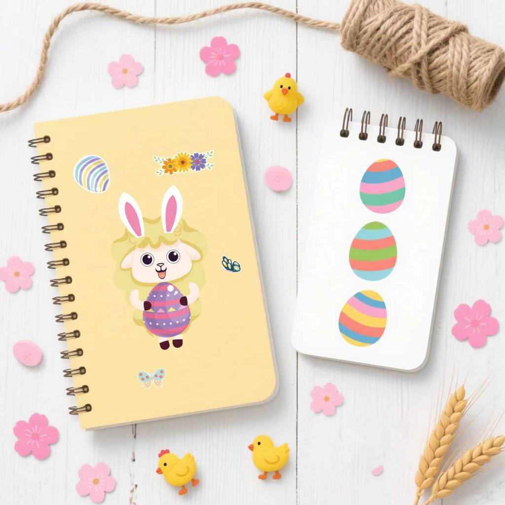 2026 Easter Stickers Cartoon Bunny Chicken Cute DIY Scrapbook Journaling Supplies for Kids Children Stationery