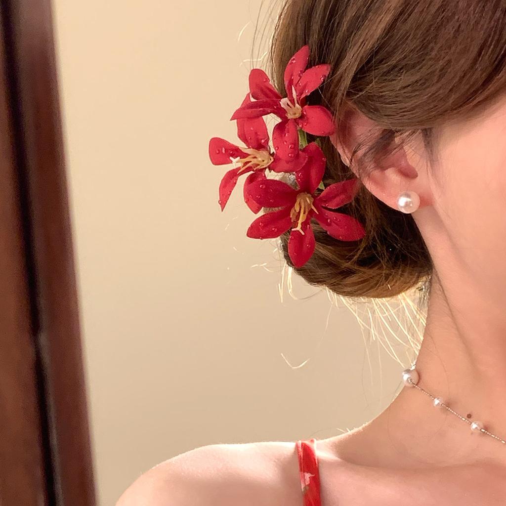Fermagli per capelli a forma di fiore di giglio per donne ragazze Barretta Clip a pinza di granchio Fermagli per capelli per coda di cavallo Copricapo da bagno spiaggia Accessori per capelli