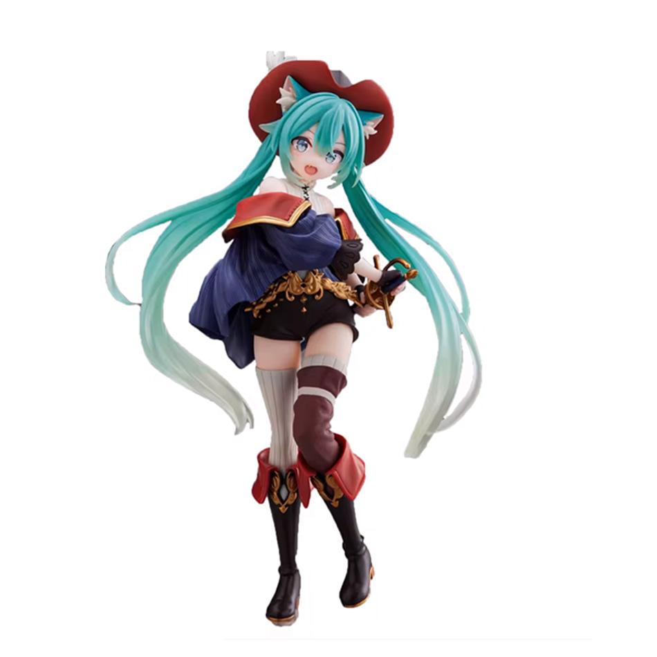 Новая настольная фигурка Хацунэ Мику Страна чудес Мику Кот в сапогах Аниме фигурка Кавайная модель девушки Игрушка Очаровательный декор