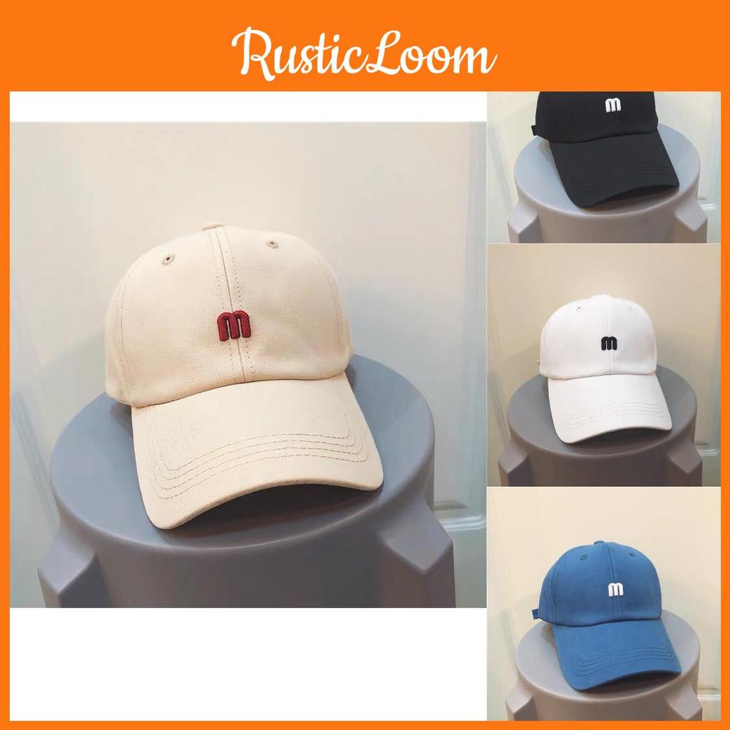 M Beige Trendy Letter Soft Brim Baseball Hat For Women Summer Sunshield