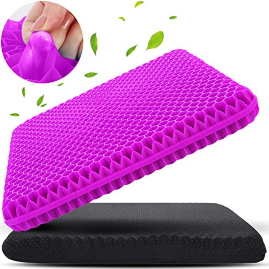 Gel Seat Cushion for Long Sitting Large and Thick,Soft and Breathable, Gel Cushion for Wheelchair, Gel Chair Cushion for Hip Pa BlackCoverroseRedCus