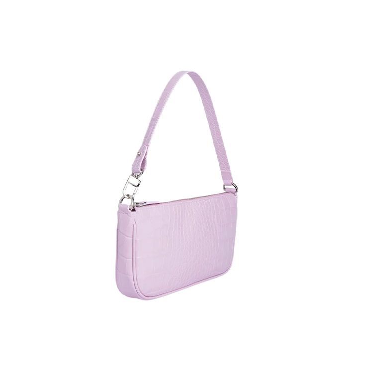 By Far Rachel Vintage Crocodile Pattern Solid Color Zipper Closure Leather Underarm Shoulder Bag Women bags Pink 20CRRCLSPIDMED
