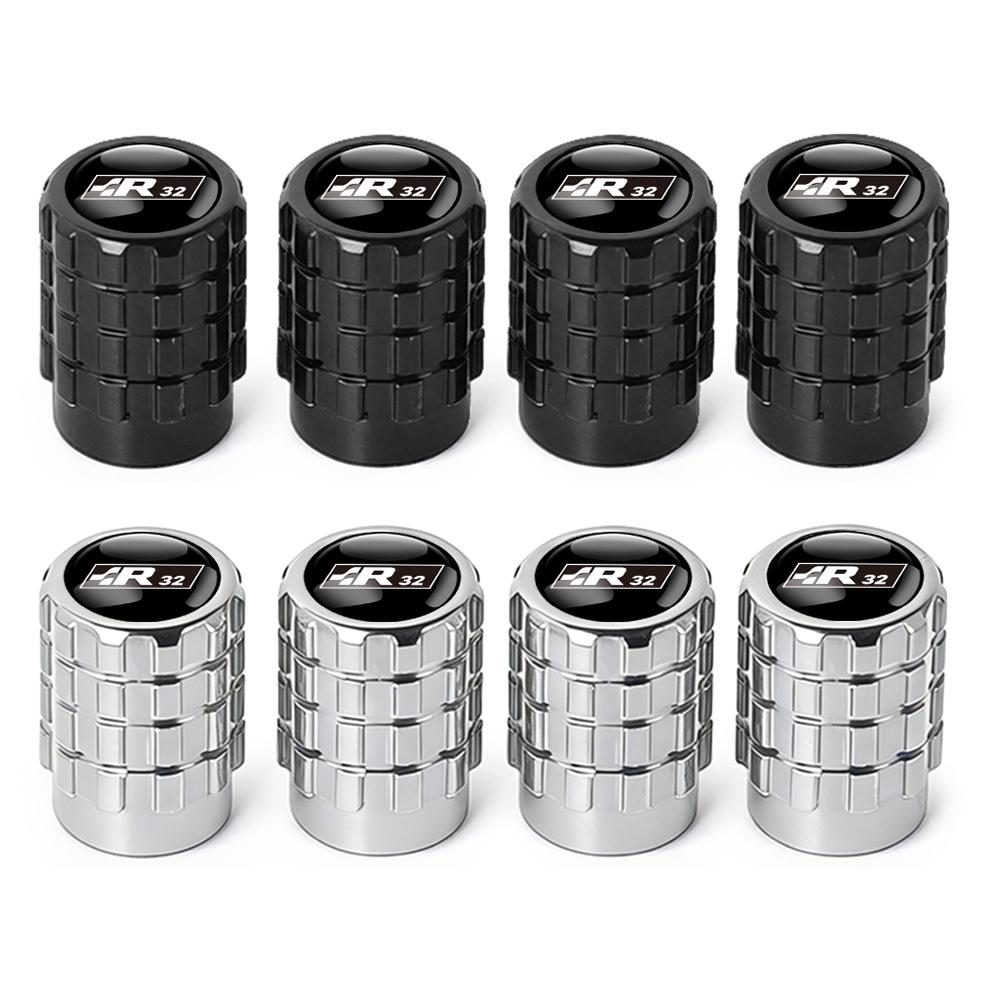 4PC Aluminium Car Tire Valve Stems Cap Gear-Shaped-Valve For Volkswagen TSI TDI R32 MK4 GTI Golf Polo Tiguan Passat Jetta Touran