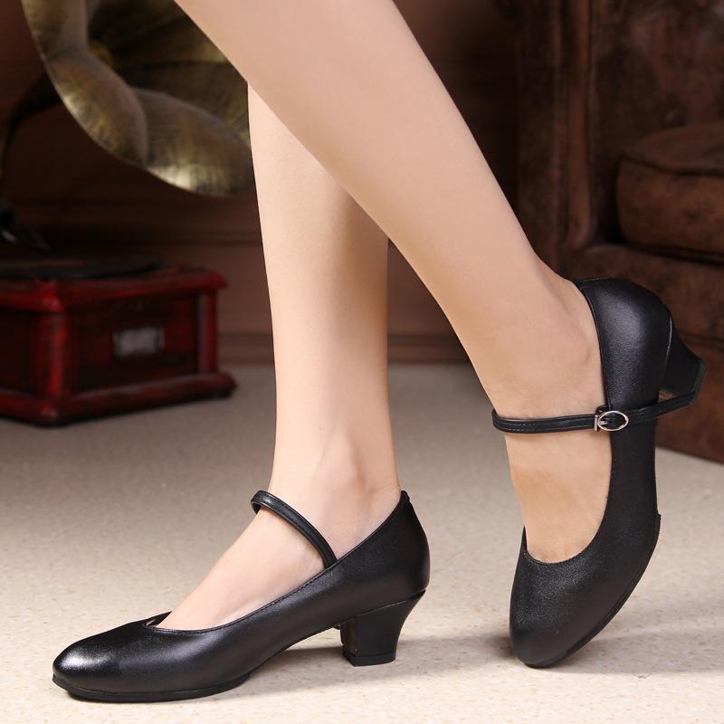 Corium Women Latin Dance Shoes Black Soft Bottom ModernTango Dancing Shoes Heel 3CM/5CM Ballroom Salsa Dance Shoe Colse Toe