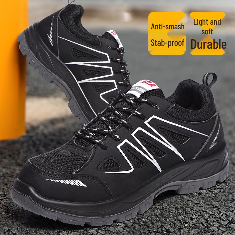 

Men s Lightweight Breathable Safety Work Shoes - Anti-smashing, Anti-puncture, Wear-resistant Mountaineering Sports Footwear. Black; Size 35