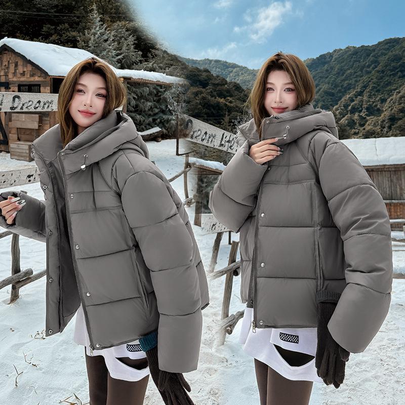 Winter new loose thickened warm down cotton clothes women's short hooded bread clothes European jacket