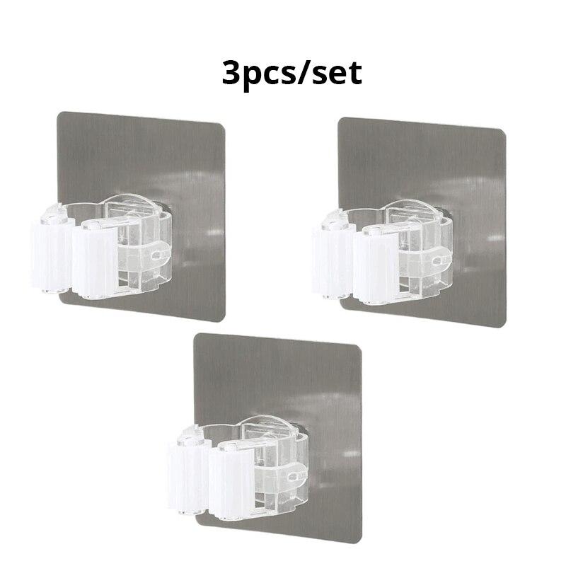 

3 шт. непробивной роликовый зажим для швабры кухонная щетка зонтик держатель стойка прочный без царапин настенный несущий зажим многоцелевой