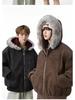Unisex Double-Sided Wear Snow Eagle Fur Collar Hooded Jacket - Warm Cotton Autumn/Winter Plus Velvet Couples Design
