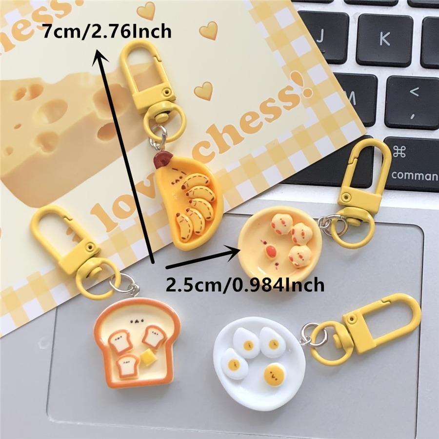 Cute Fun Simulation Food Toys Breakfast Plates Key Pendants Girlish Hearts Backpacks Accessories Couple's Best Friend Gifts