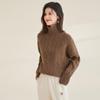 Women's 100% Thickened Merino Wool Turtleneck Cable Knit Sweater
