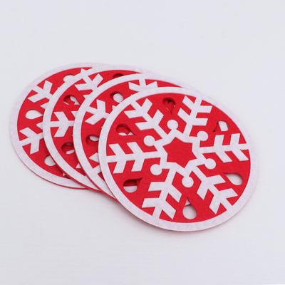 4pcs Felt Christmas Coasters Snowflake Tree Cup Mats Xmas Party Decoration Non Slip Heat Resistant Table Accessories
