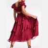 New dress vacation dress lace halter hollow cake skirt ruffle pleated dress