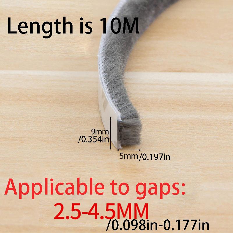 10m Self-Adhesive Plastic Weather Stripping - Dustproof, Windproof, Soundproof & Anti-Collision Seal Strip for Aluminum Alloy