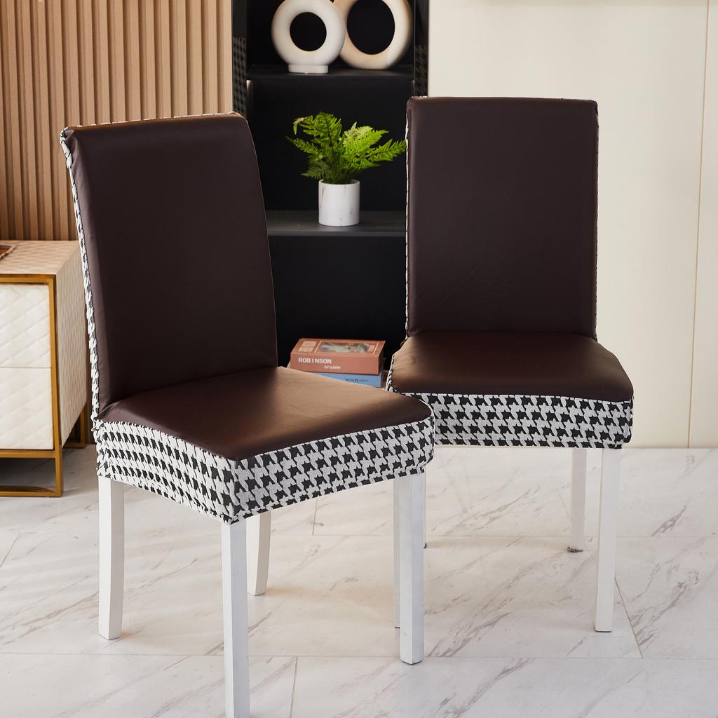 New Fashion Houndstooth Leather Double-compiled Chair Cover Home Dustproof Chair Cover Elastic Chair Cover