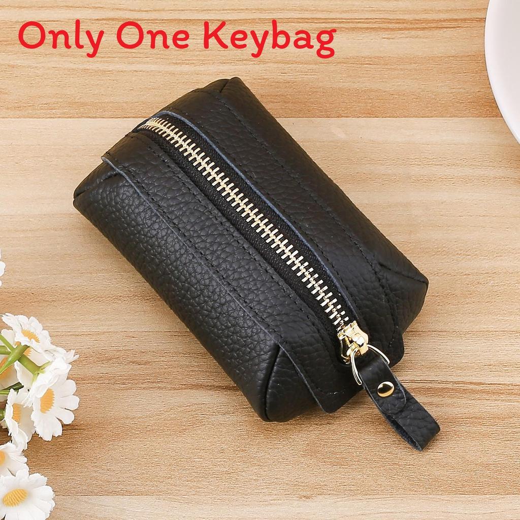 Leather Girls Mini Key Wallet With Zipper Coin Pocket For Daily Use
