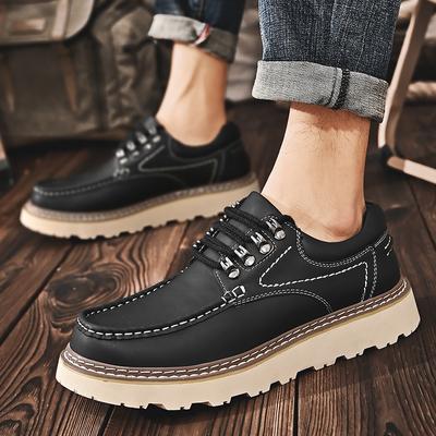 Mode Fait Main Designer Extérieur Chaussures Homme Décontracté Cuir Semelle Épaisse Chaussures de Marche Mode 2025 Nouveau Confortable Business Antidérapant Chaussures