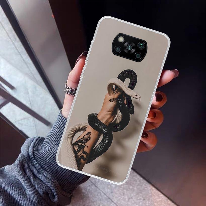 Animal Leather Snake Scales Phone Case For Xiaomi Poco X5 X6 X7 Pro F7 Ultra M7 Redmi 15C 15 13C 13 12C 12 10 10C 10A 9 9C 9T 9A