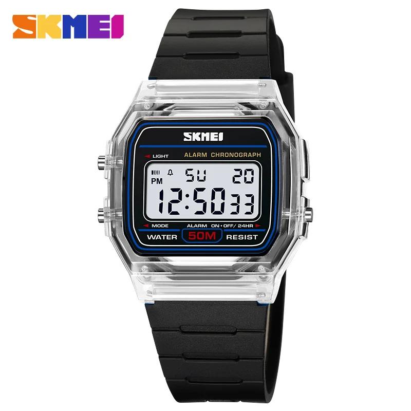 SKMEI 2056 LED Men Sport Square Mirror Face Silicone Women Digital Wristwatch Electronic Alarm Clock Reloj Hombre Unisex Watches