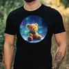 T-Shirt Herren Teddybär mit Nordlicht Motiv Baumwolle Größe XS bis 5XL