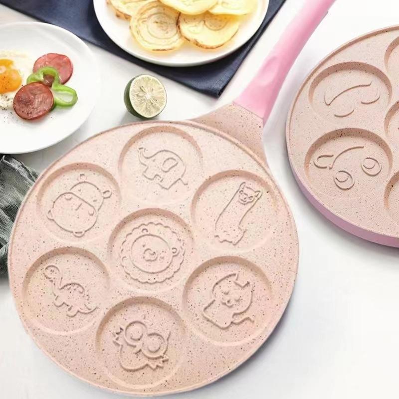7 Cup Pancake Pan Nonstick Breakfast Griddle Dinosaur Animals Waffle Maker Pancake Mold Pan for Kids Egg Omelet Crepe Frying Pan