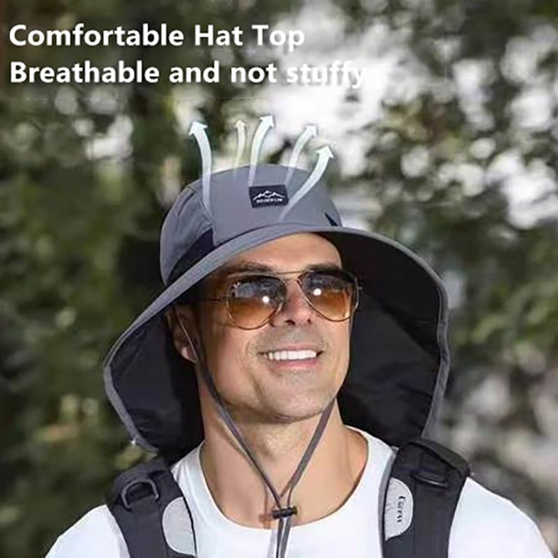 Wide Brim Sun Hat UPF 50 UV Protection Windproof Breathable Neck Flap for Hiking Fishing Beach Holiday
