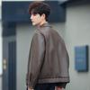 Herrenjacke Frühling und Herbst Koreanische Version Trendy Hübsche Lässige Lose Beliebte Revers Lokomotive Pu-Lederjacke