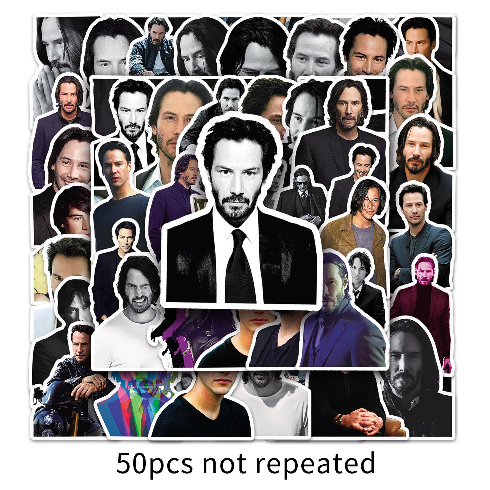 50-Pack Keanu Reeves Graffiti Star Stickers - DIY Phone & Suitcase Waterproof Decor