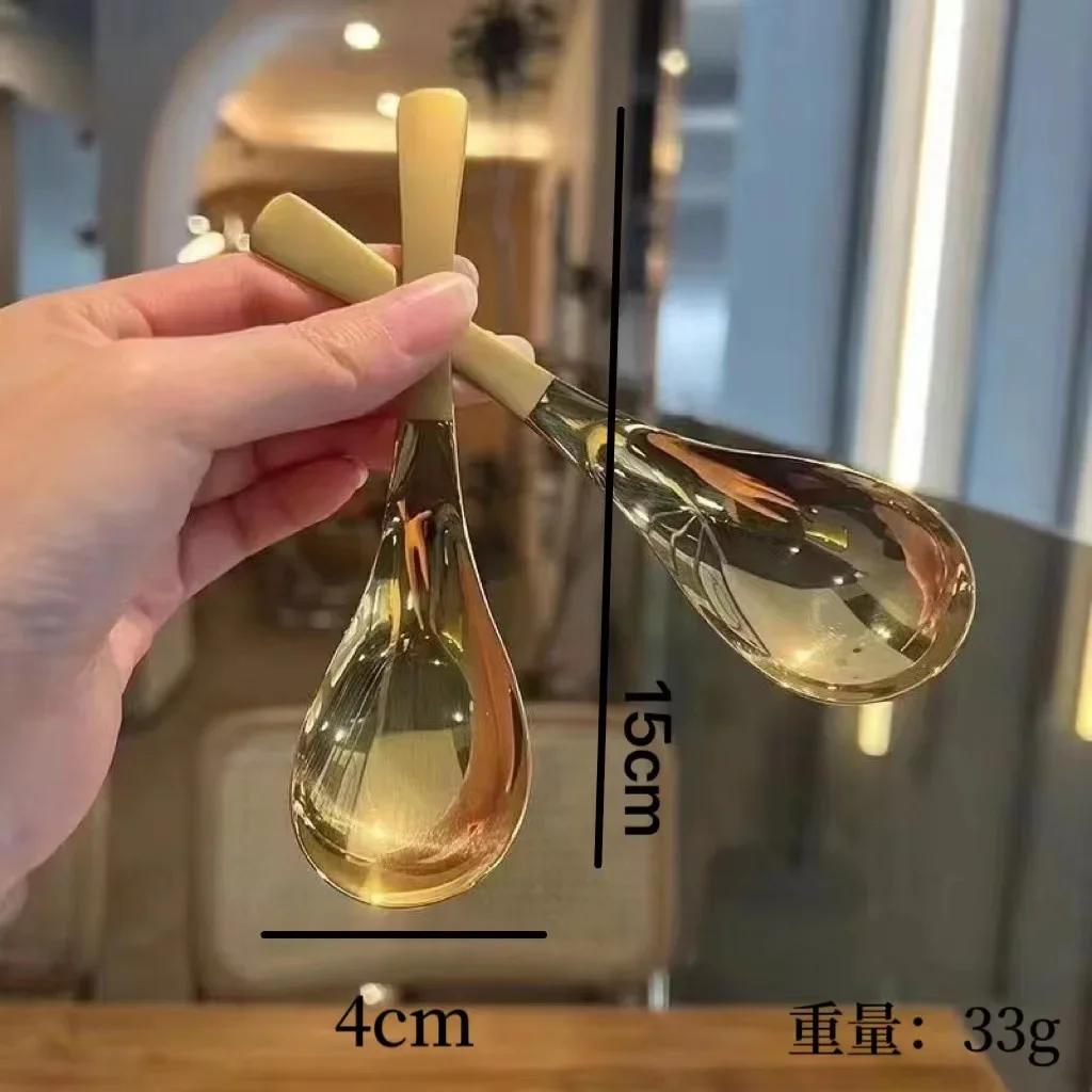 Stainless steel spoon Round bottom  Household tableware deepen Chinese dinner spoon  extended