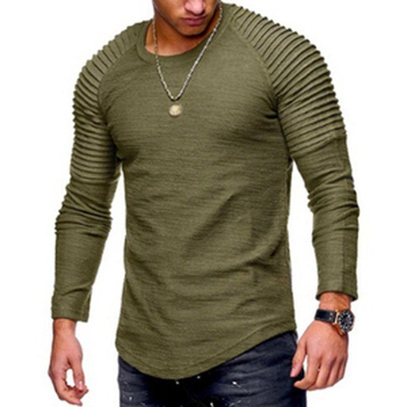Men's Autumn Fashion Long Sleeve Shirts Jacket Tshirt Loose Shoulder patch. | Men's casual wardrobe, Long sleeve tshirt