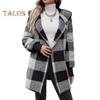 Wintermantel für Damen, Kontrastfarbe, Karomuster, dick, doppelseitig, mit Kapuze aus Samt, offene Nähte, elastische Bündchen, lockerer, warmer Mantel